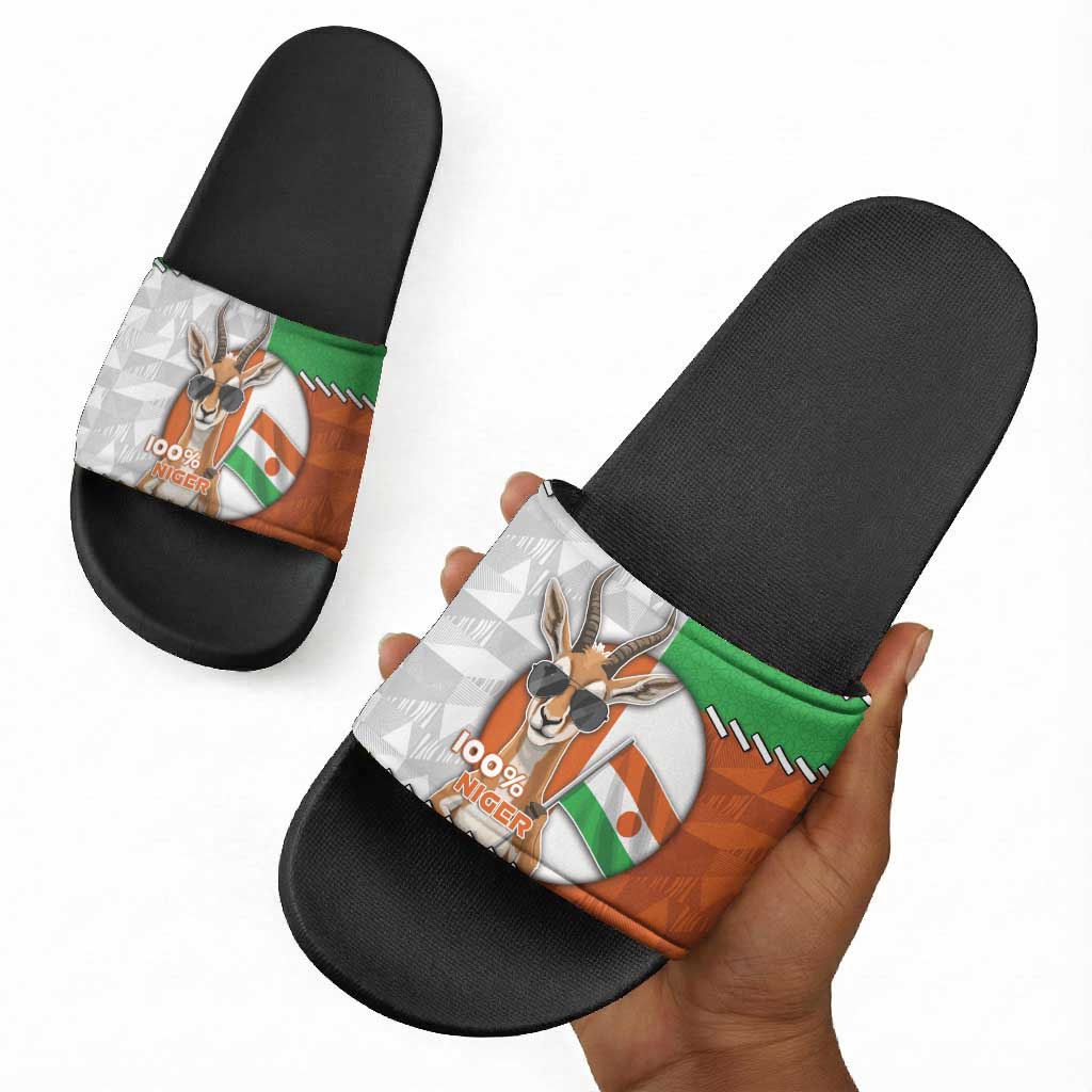 Niger Slide Sandals Dama Gazelle Waving Flag Funny Style