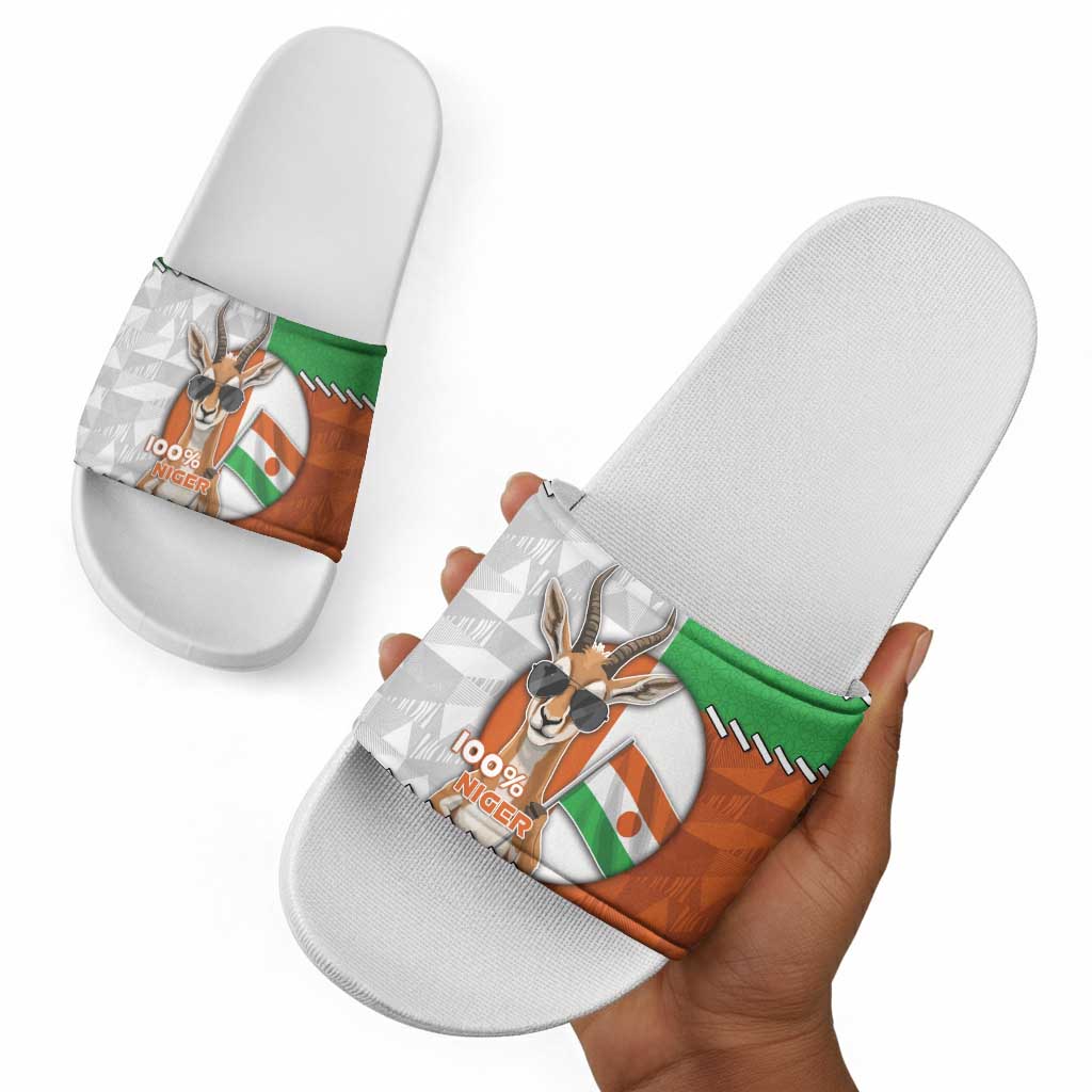 Niger Slide Sandals Dama Gazelle Waving Flag Funny Style