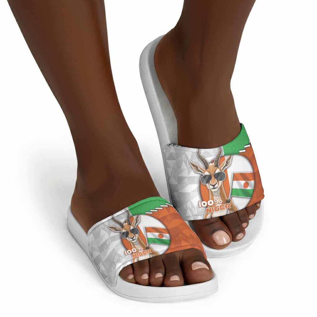 Niger Slide Sandals Dama Gazelle Waving Flag Funny Style