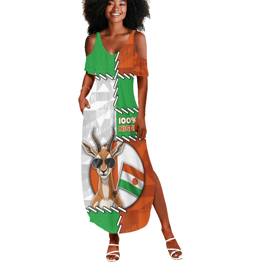 Personalized Niger Summer Maxi Dress Dama Gazelle Waving Flag Funny Style