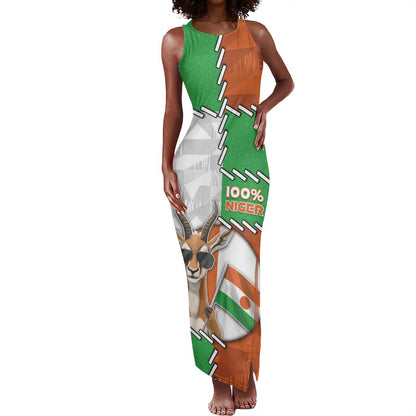 Personalized Niger Tank Maxi Dress Dama Gazelle Waving Flag Funny Style