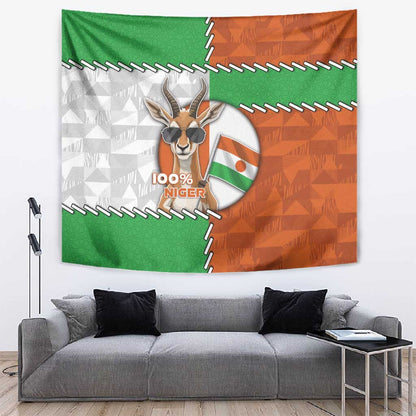 Niger Tapestry Dama Gazelle Waving Flag Funny Style