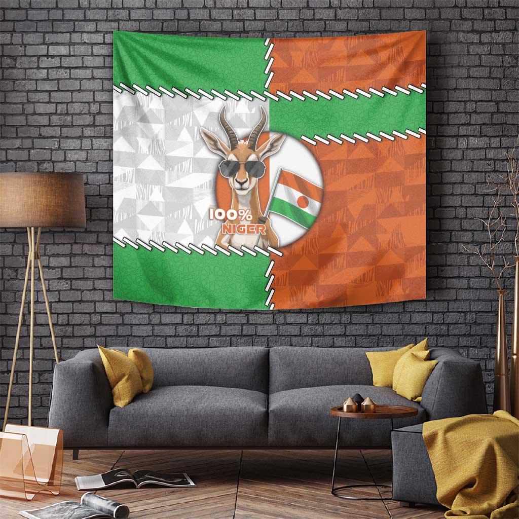 Niger Tapestry Dama Gazelle Waving Flag Funny Style