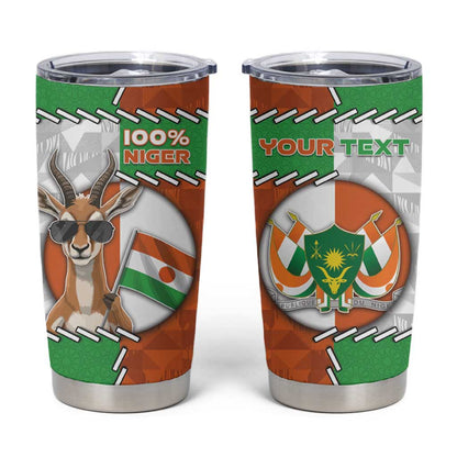 Personalized Niger Tumbler Cup Dama Gazelle Waving Flag Funny Style