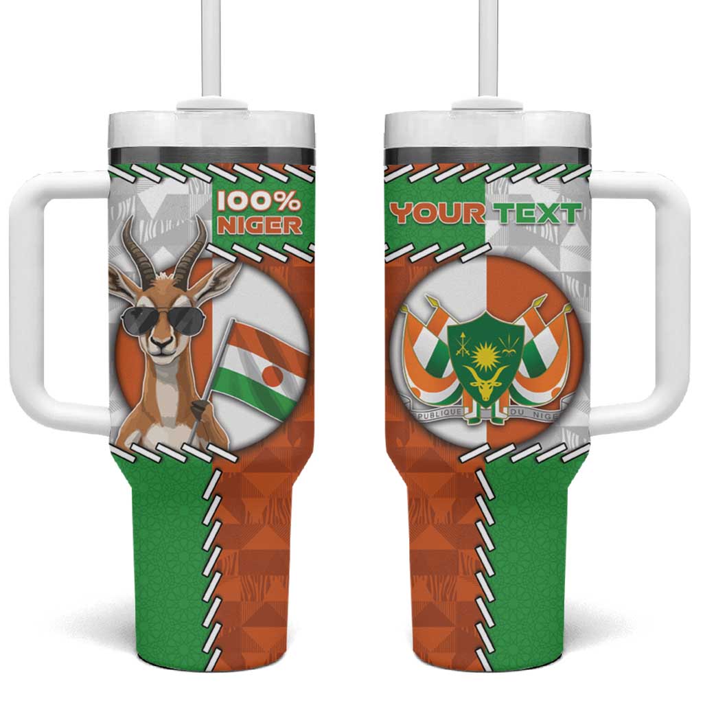 Personalized Niger Tumbler With Handle Dama Gazelle Waving Flag Funny Style