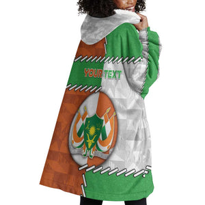 Personalized Niger Wearable Blanket Hoodie Dama Gazelle Waving Flag Funny Style