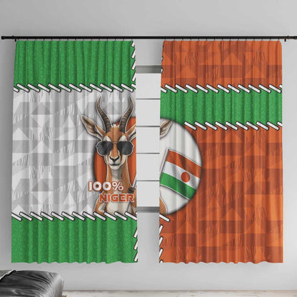 Niger Window Curtain Dama Gazelle Waving Flag Funny Style