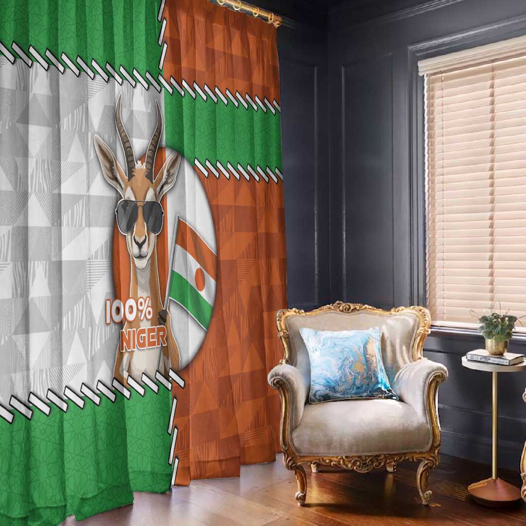 Niger Window Curtain Dama Gazelle Waving Flag Funny Style