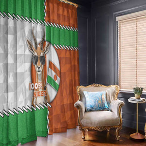 Niger Window Curtain Dama Gazelle Waving Flag Funny Style