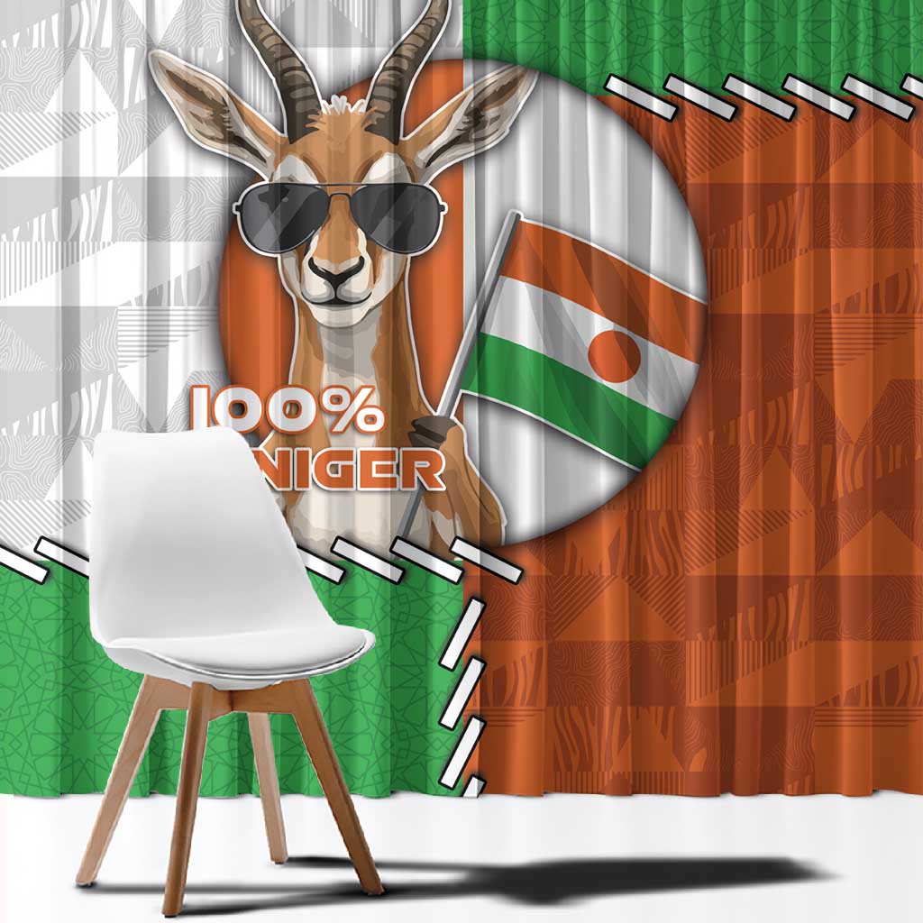 Niger Window Curtain Dama Gazelle Waving Flag Funny Style