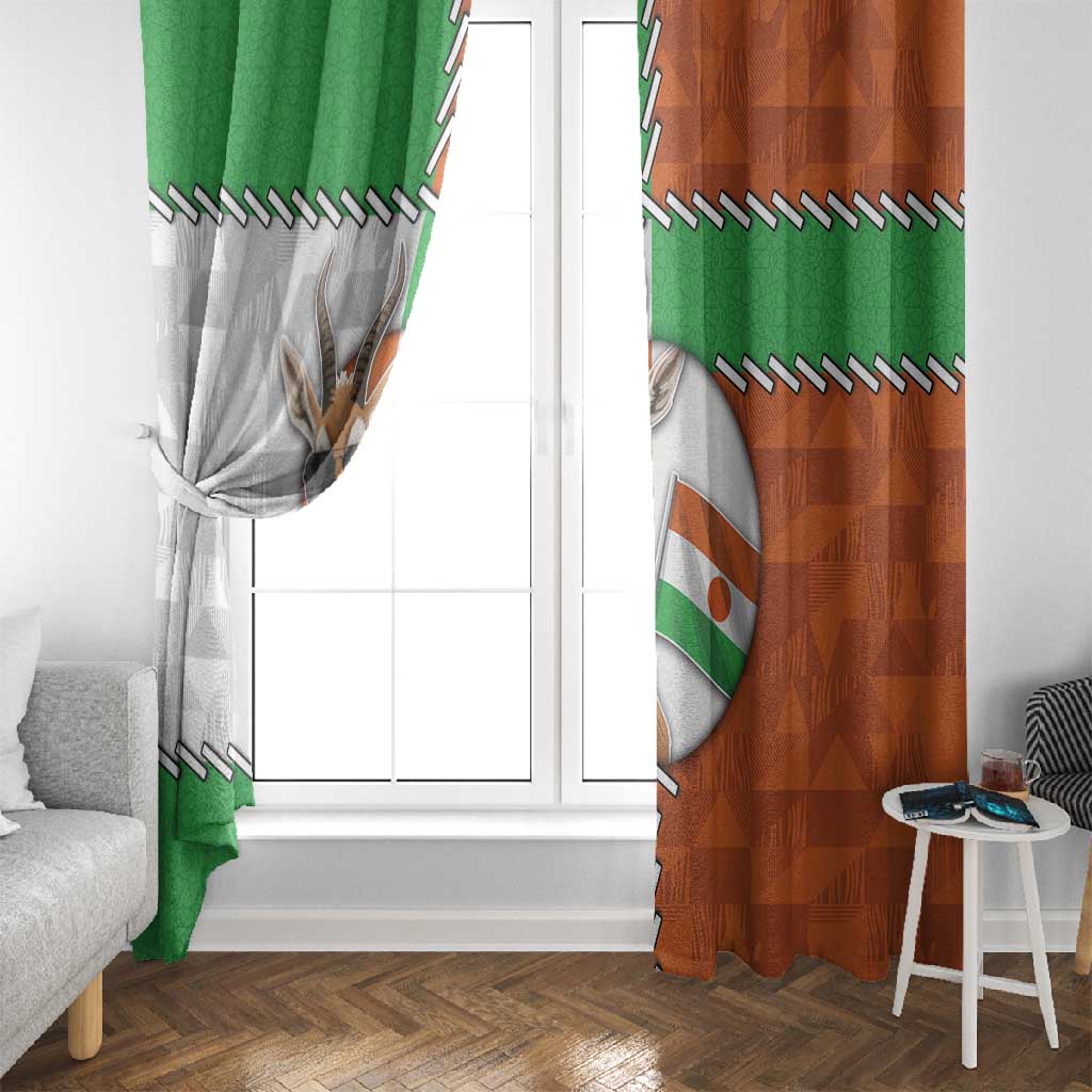 Niger Window Curtain Dama Gazelle Waving Flag Funny Style