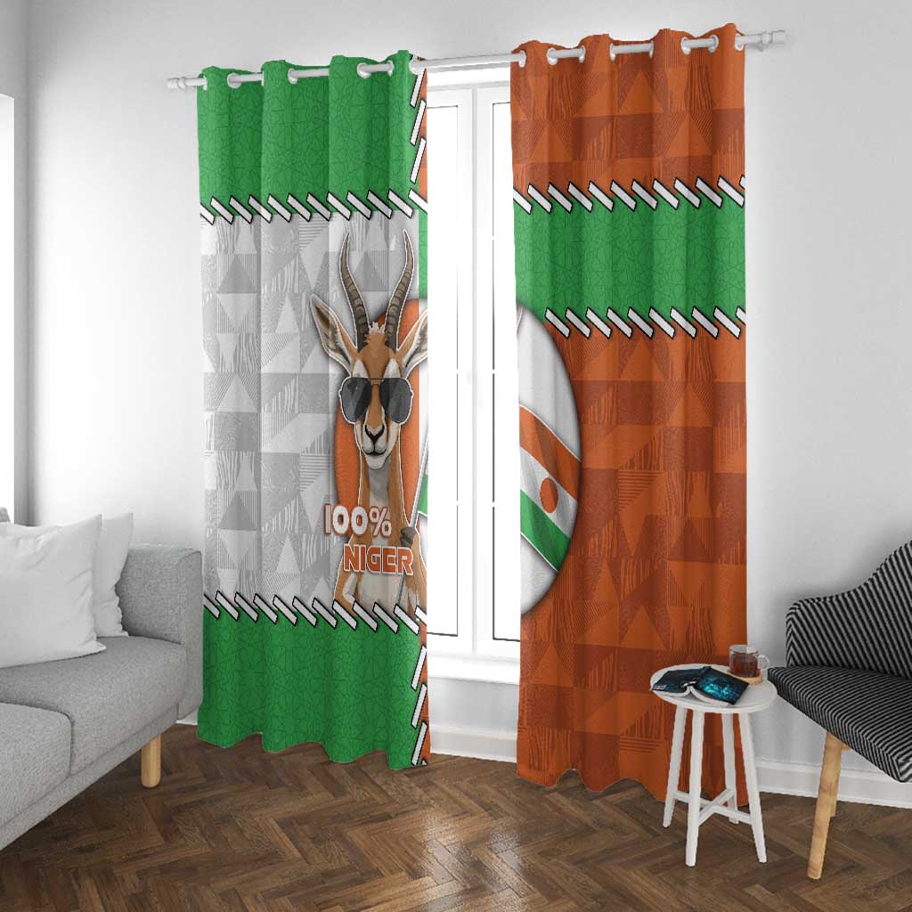 Niger Window Curtain Dama Gazelle Waving Flag Funny Style