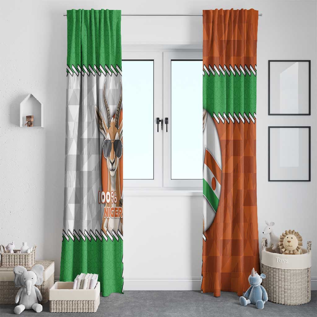 Niger Window Curtain Dama Gazelle Waving Flag Funny Style