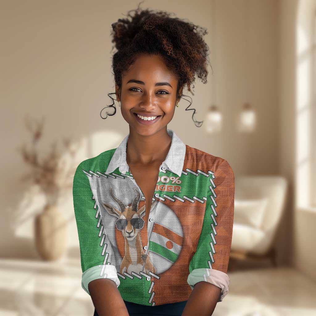 Personalized Niger Women Casual Shirt Dama Gazelle Waving Flag Funny Style