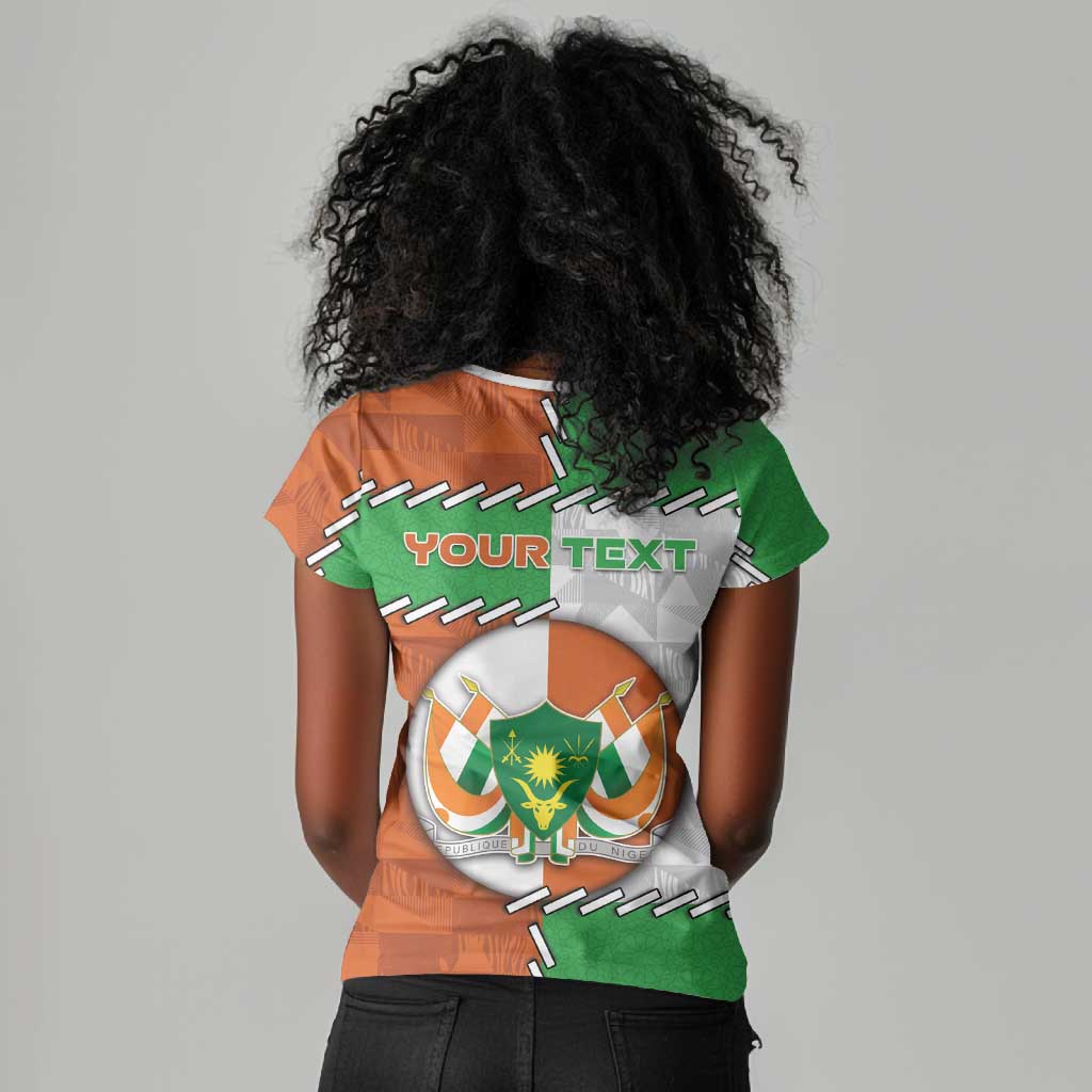 Personalized Niger Women V-Neck T-Shirt Dama Gazelle Waving Flag Funny Style