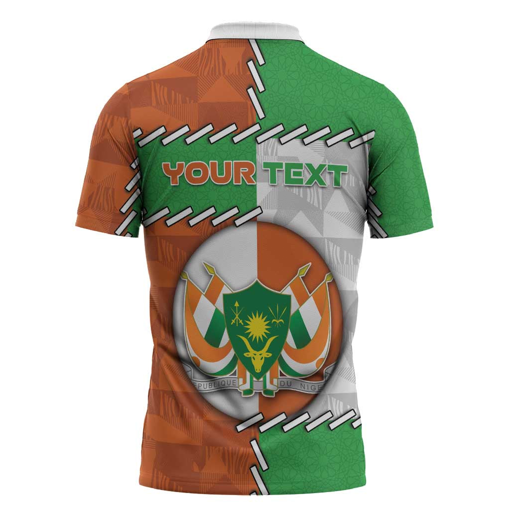 Personalized Niger Zipper Polo Shirt Dama Gazelle Waving Flag Funny Style