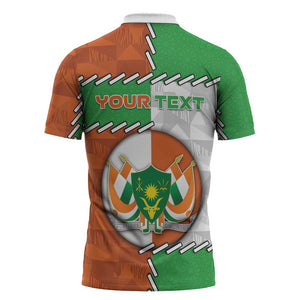 Personalized Niger Zipper Polo Shirt Dama Gazelle Waving Flag Funny Style