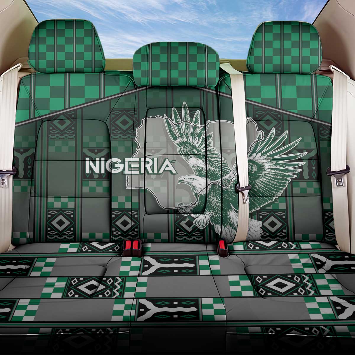 Nigeria Back Car Seat Cover Eagle With Tribal Patterns