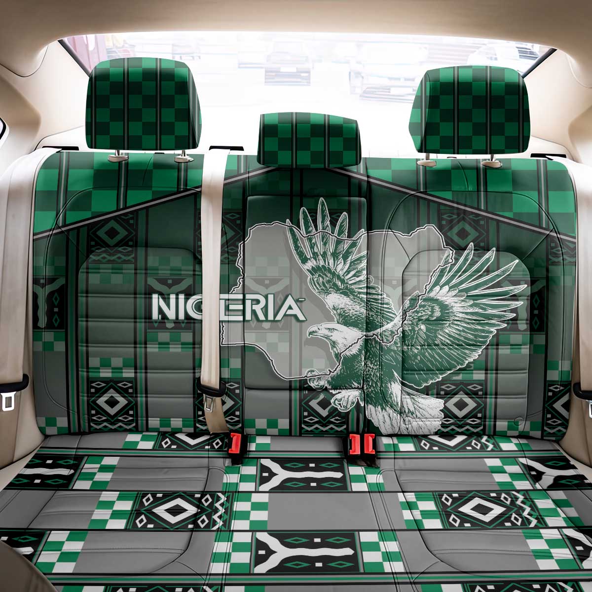 Nigeria Back Car Seat Cover Eagle With Tribal Patterns