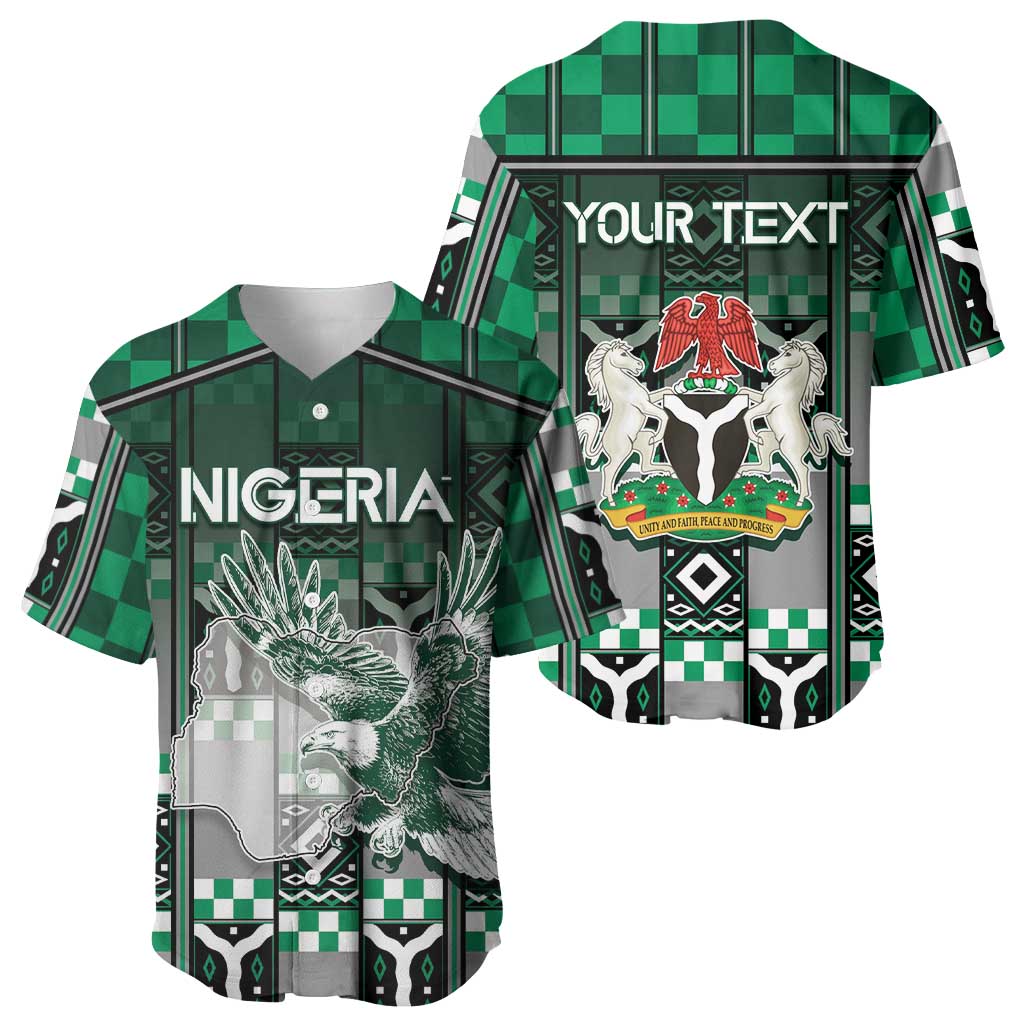 Personalized Nigeria Baseball Jersey Eagle With Tribal Patterns
