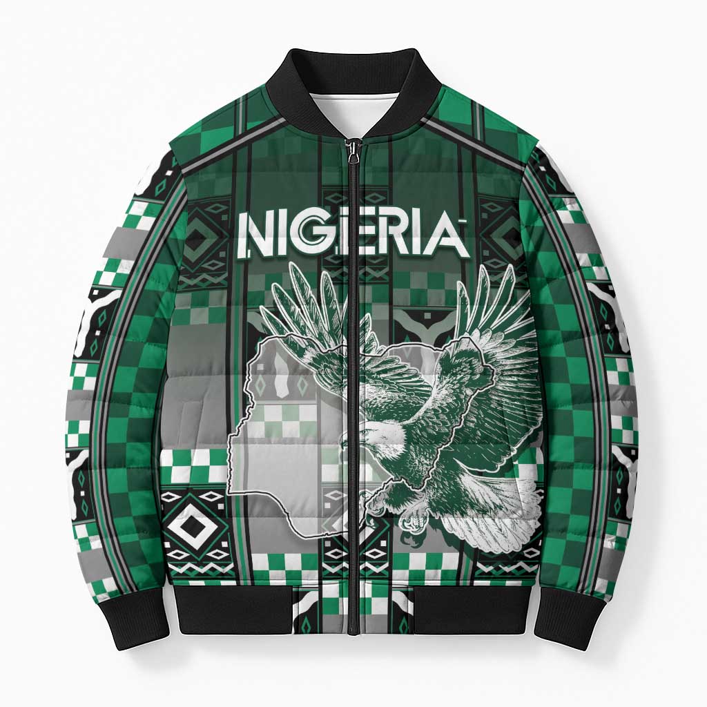 Personalized Nigeria Bomber Puffer Jacket Eagle With Tribal Patterns