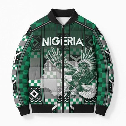 Personalized Nigeria Bomber Puffer Jacket Eagle With Tribal Patterns