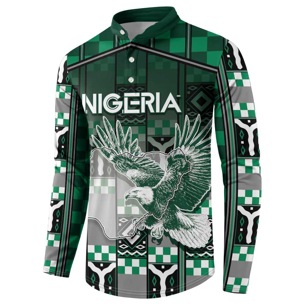 Personalized Nigeria Button Sweatshirt Eagle With Tribal Patterns