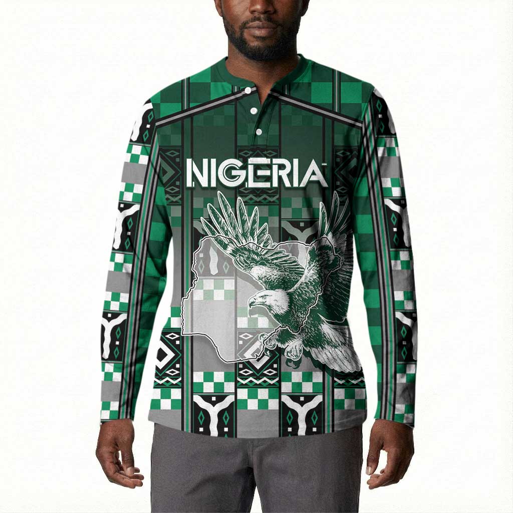 Personalized Nigeria Button Sweatshirt Eagle With Tribal Patterns