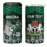 Personalized Nigeria 4 in 1 Can Cooler Tumbler Eagle With Tribal Patterns