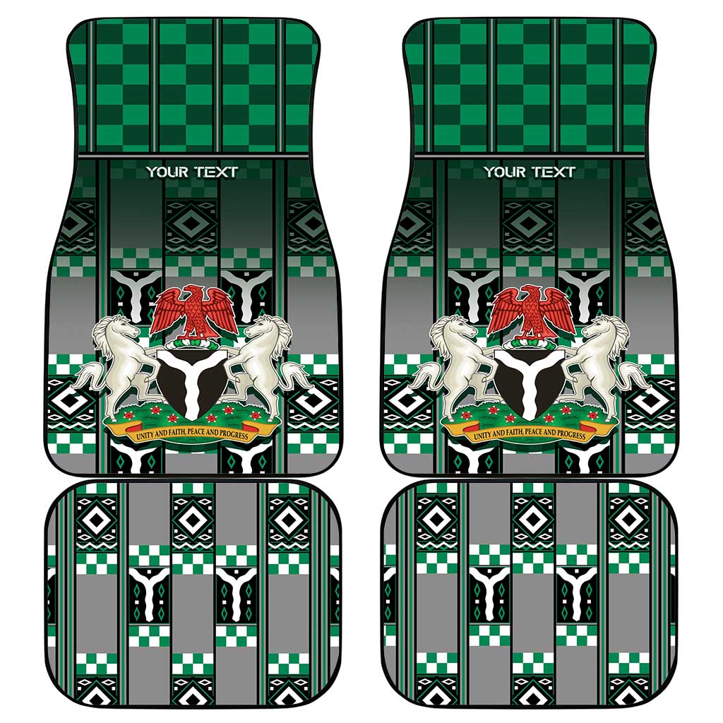 Personalized Nigeria Car Mats Eagle With Tribal Patterns