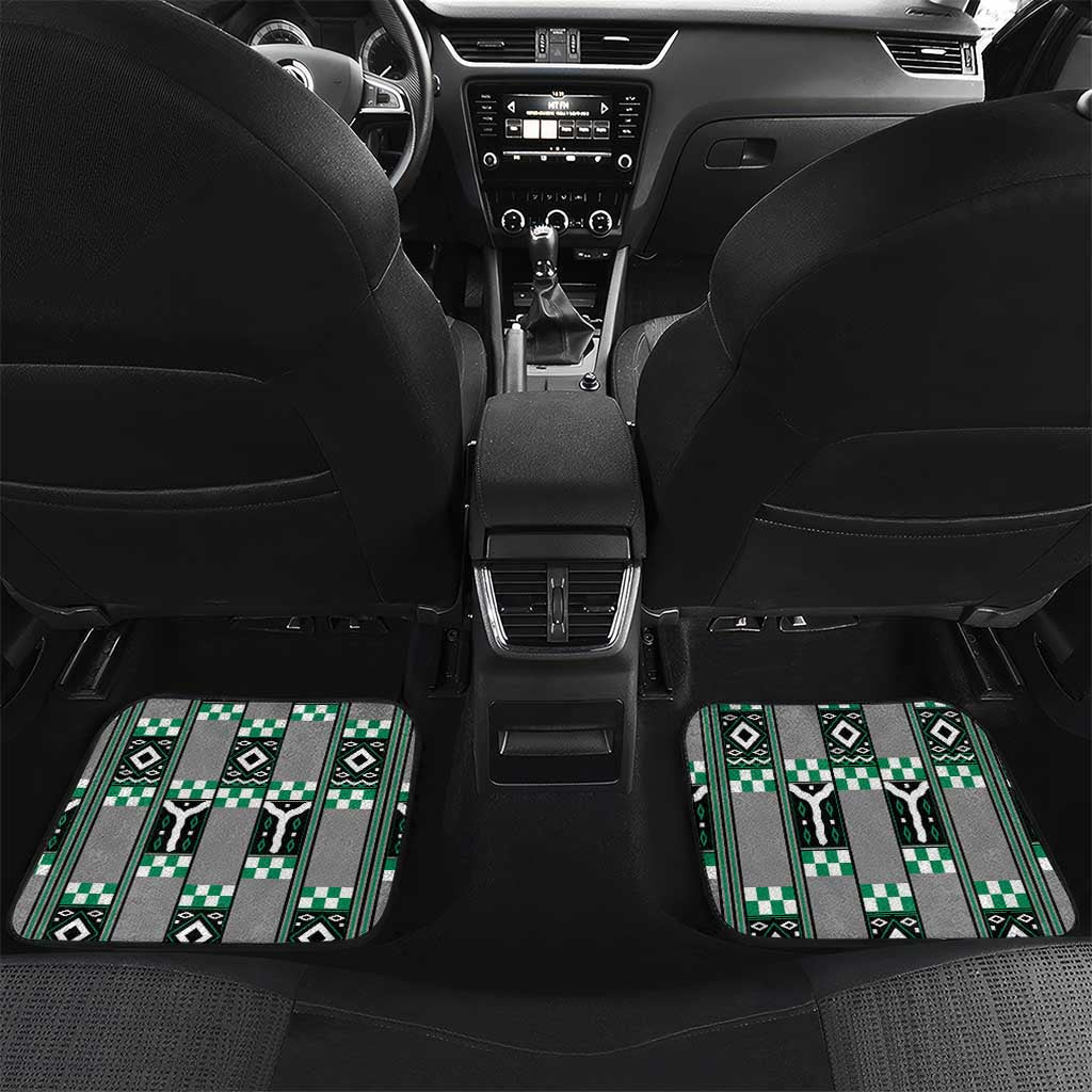 Personalized Nigeria Car Mats Eagle With Tribal Patterns