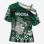 Personalized Nigeria Cross Shoulder Shirt Eagle With Tribal Patterns