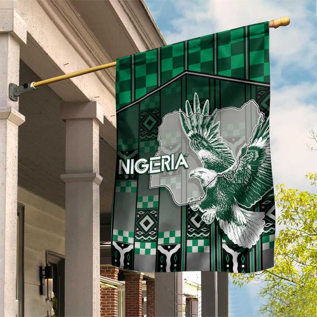 Nigeria Garden Flag Eagle With Tribal Patterns