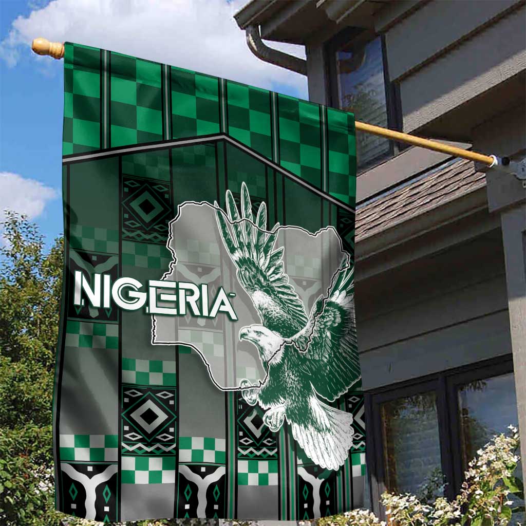 Nigeria Garden Flag Eagle With Tribal Patterns