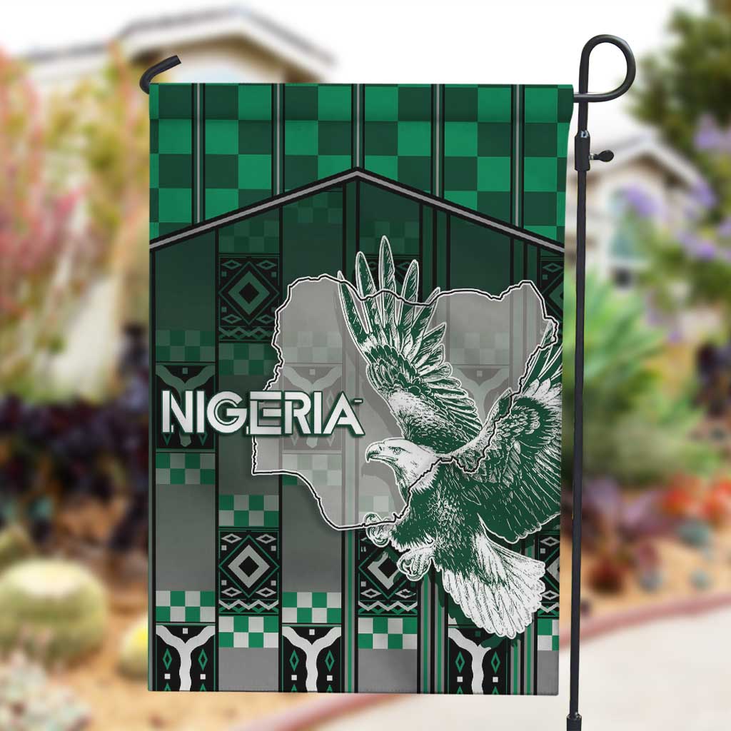 Nigeria Garden Flag Eagle With Tribal Patterns