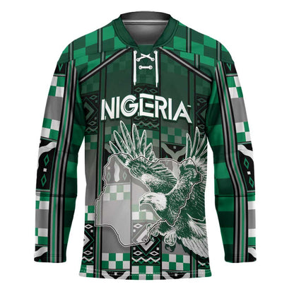 Personalized Nigeria Hockey Jersey Eagle With Tribal Patterns