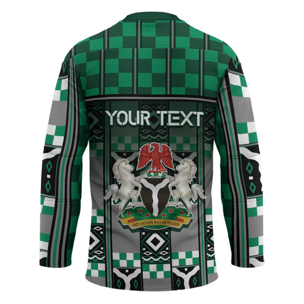 Personalized Nigeria Hockey Jersey Eagle With Tribal Patterns