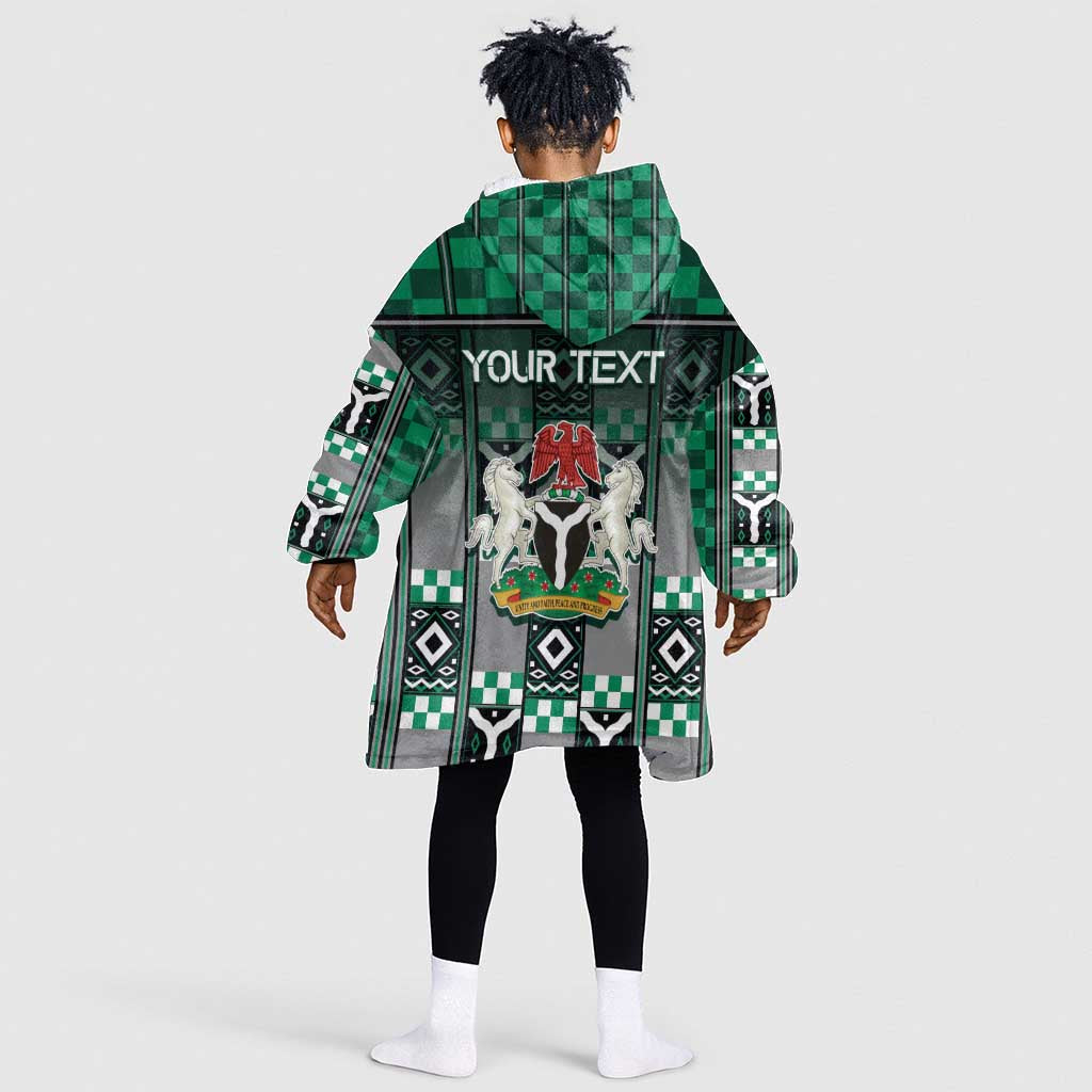 Personalized Nigeria Kid Wearable Blanket Hoodie Eagle With Tribal Patterns