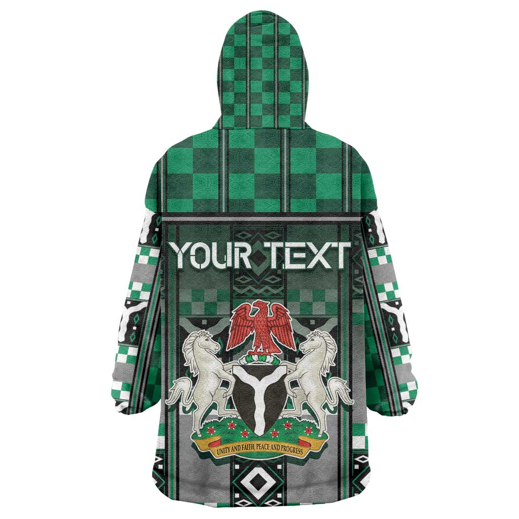 Personalized Nigeria Kid Wearable Blanket Hoodie Eagle With Tribal Patterns