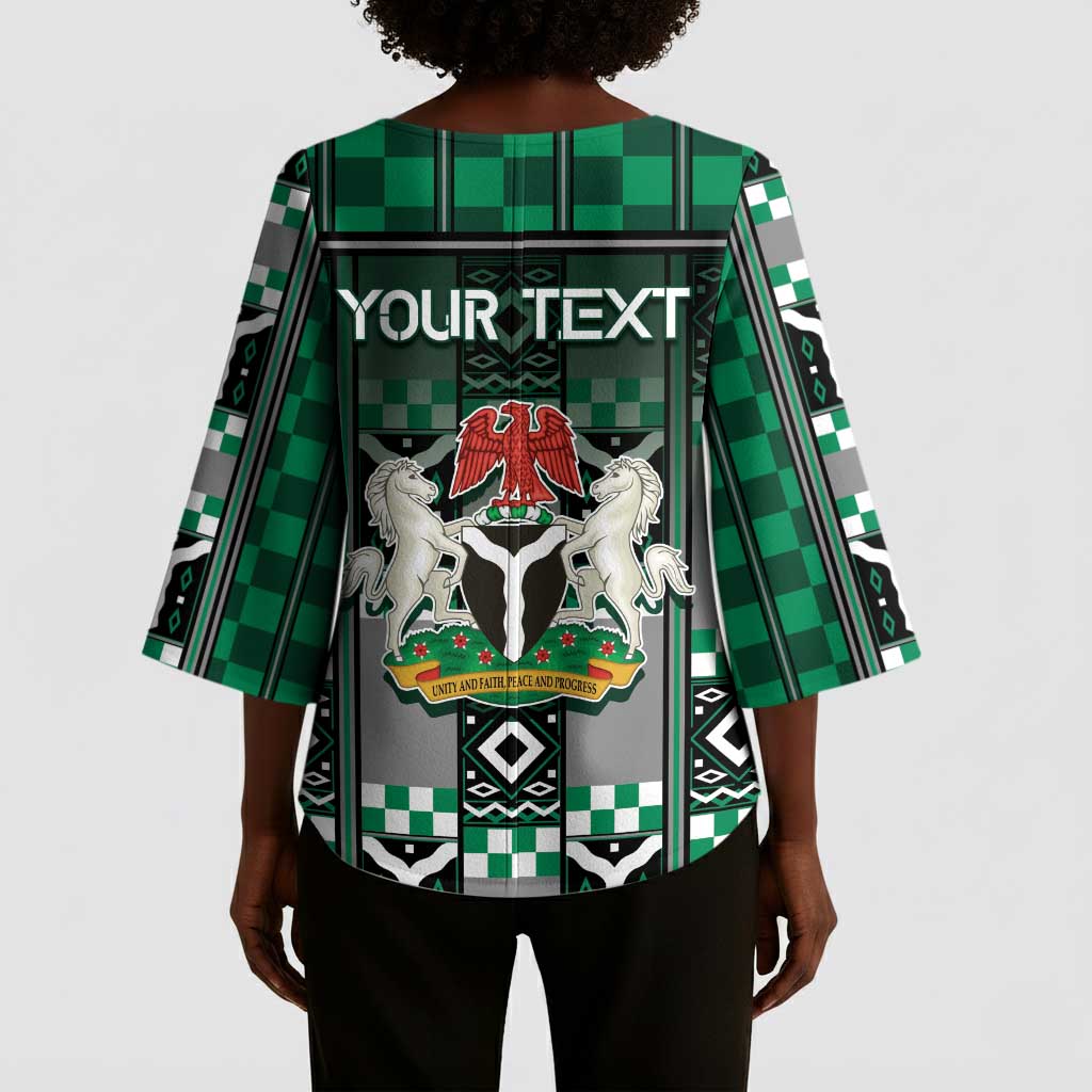 Personalized Nigeria Kimono Sleeve Blouse Eagle With Tribal Patterns