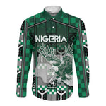 Personalized Nigeria Long Sleeve Button Shirt Eagle With Tribal Patterns
