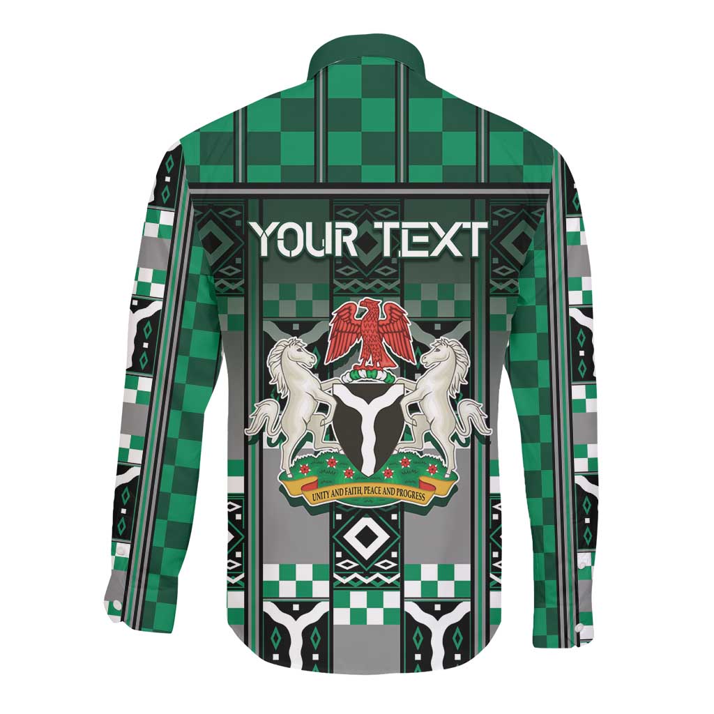 Personalized Nigeria Long Sleeve Button Shirt Eagle With Tribal Patterns