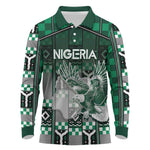 Personalized Nigeria Long Sleeve Polo Shirt Eagle With Tribal Patterns