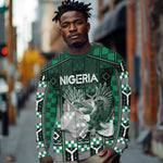 Personalized Nigeria Long Sleeve Shirt Eagle With Tribal Patterns