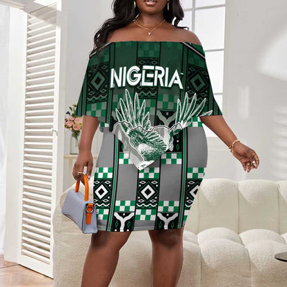 Personalized Nigeria Off Shoulder Short Dress Eagle With Tribal Patterns