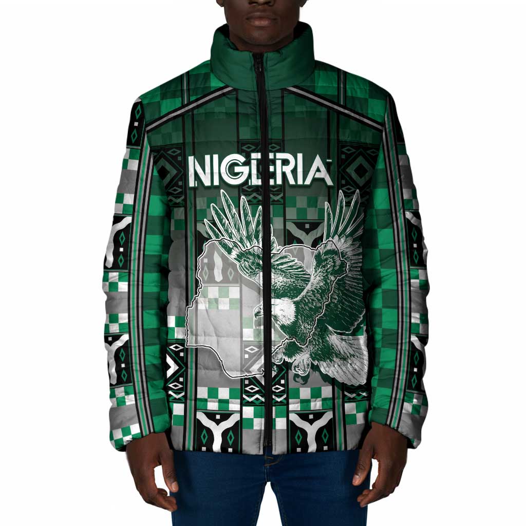 Personalized Nigeria Padded Jacket Eagle With Tribal Patterns