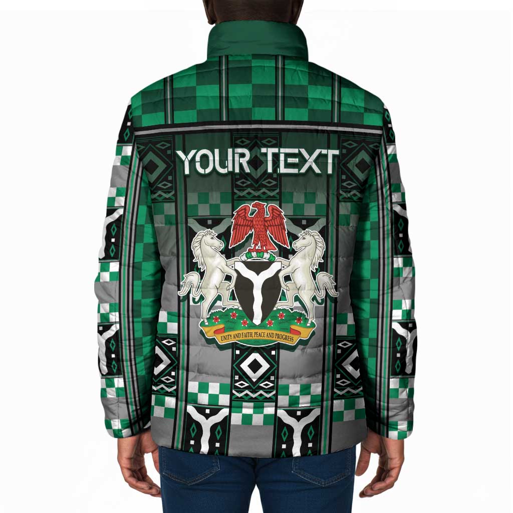 Personalized Nigeria Padded Jacket Eagle With Tribal Patterns