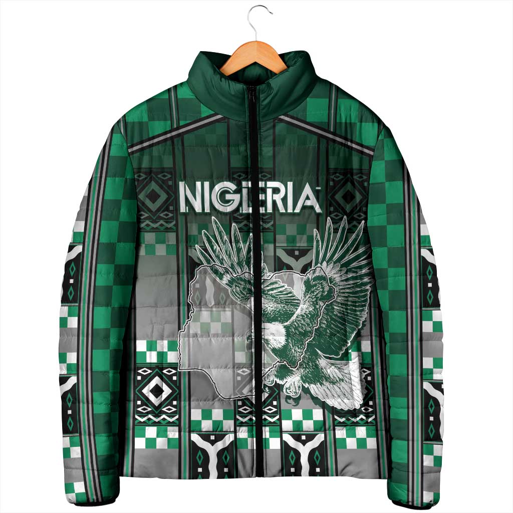 Personalized Nigeria Padded Jacket Eagle With Tribal Patterns