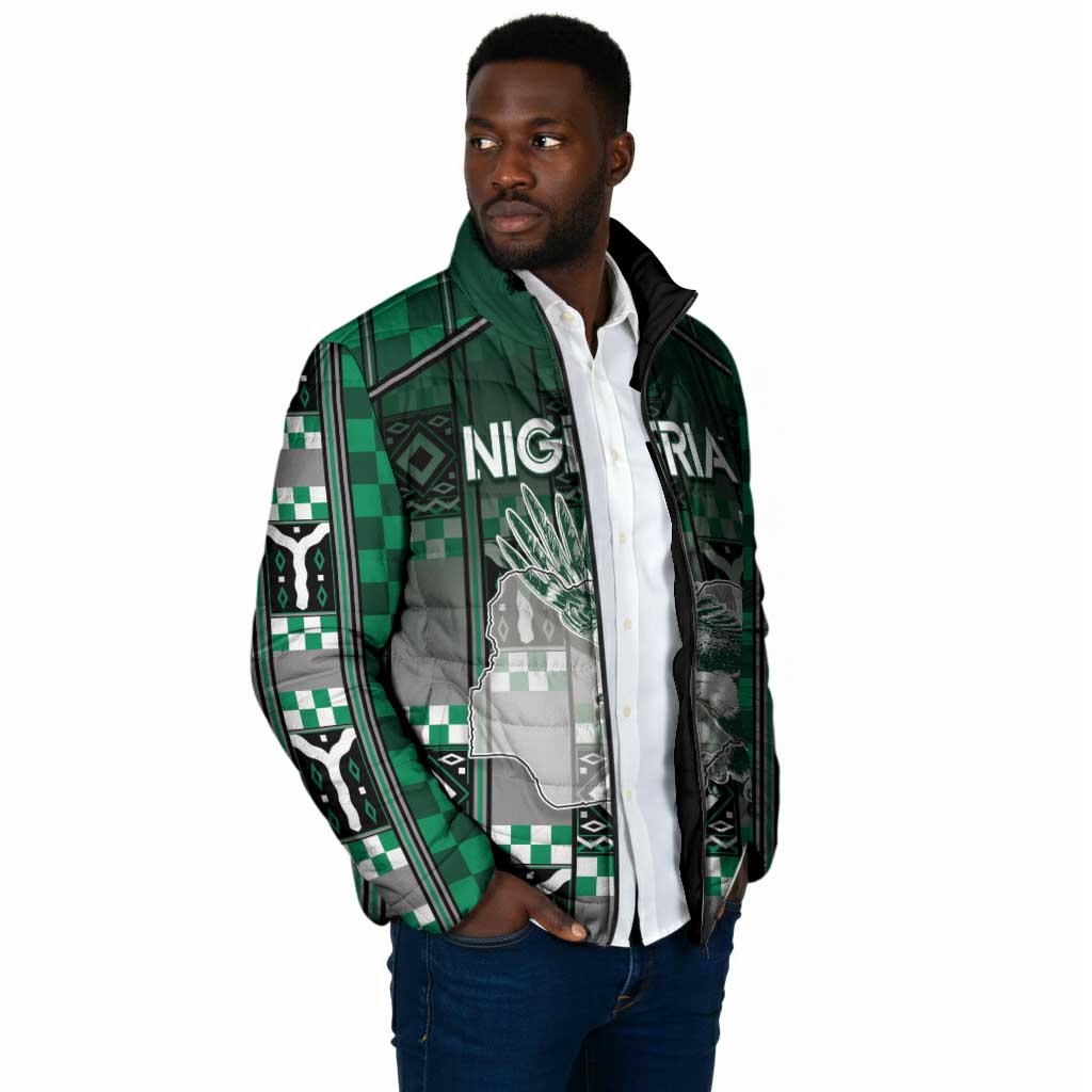 Personalized Nigeria Padded Jacket Eagle With Tribal Patterns