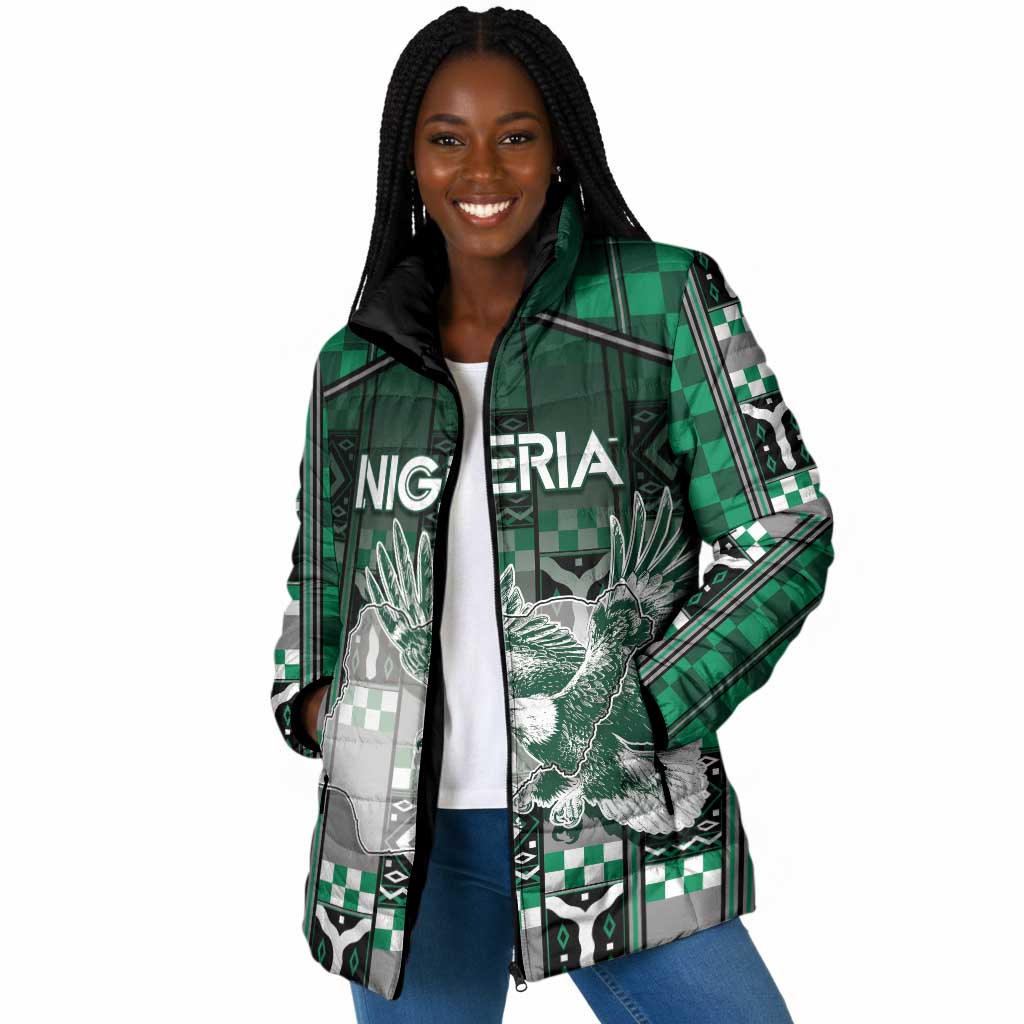Personalized Nigeria Padded Jacket Eagle With Tribal Patterns